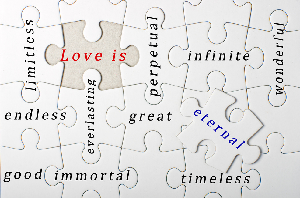Love concept - Jigsaw of love in Black & White colour, love is